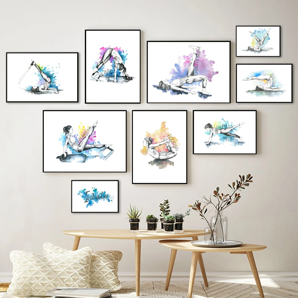 Yoga Fitness Gym - Pilates Yoga Workout Chart Art Prints