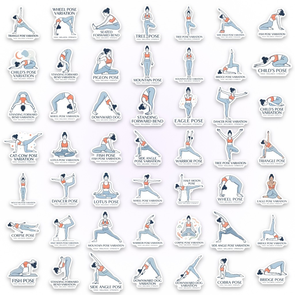 50Pcs Yoga Pose Stickers, Fitn - огляд і ціна Yoga Fitness Studio