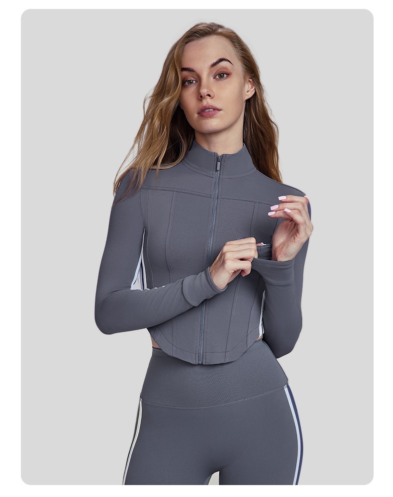 Women Striped Fall Workout Set - огляд і ціна Yoga Fitness Jacket