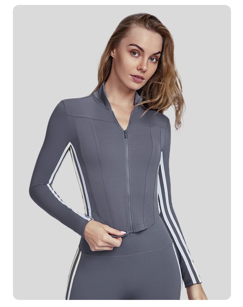 Women Striped Fall Workout Set - огляд і ціна Yoga Fitness Jacket